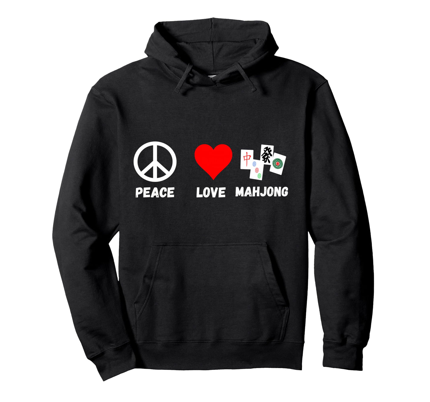 Mahjong Peace Love Playing Mah Jongg Hoodie - Custom Art Print for Adults - T-Shirt, Sweatshirt, Hoodie