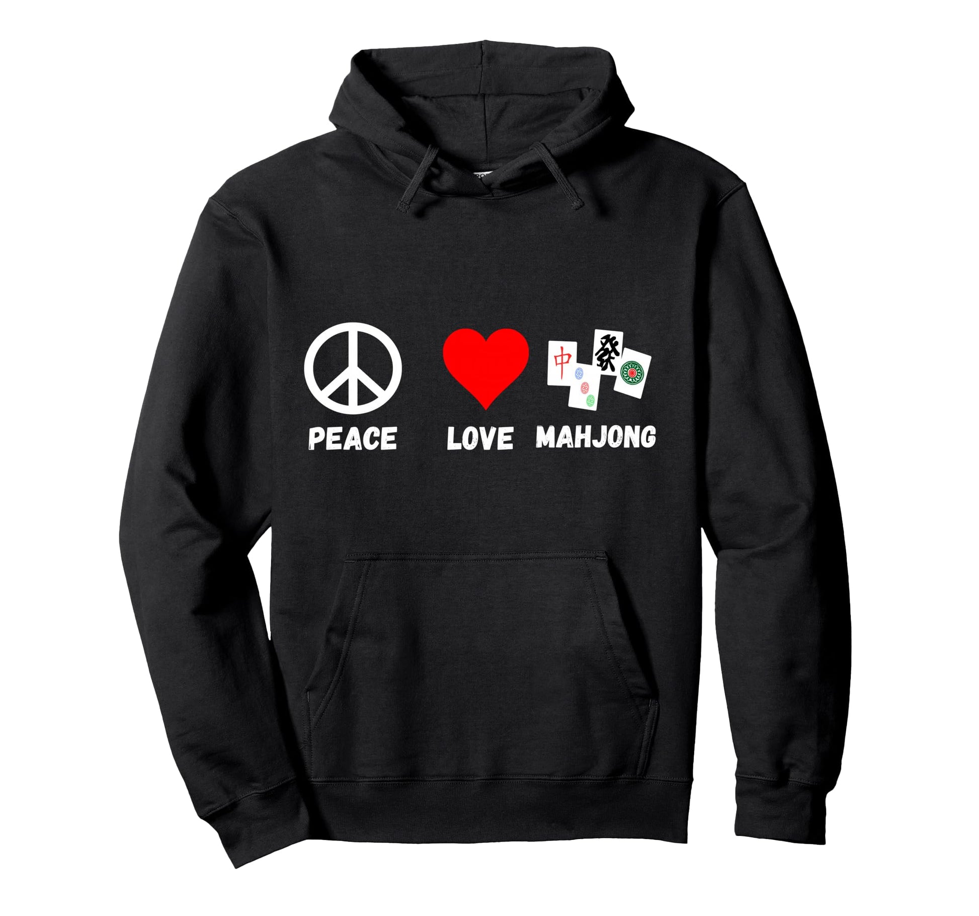 Mahjong Peace Love Playing Mah Jongg Hoodie - Custom Art Print for Adults - T-Shirt, Sweatshirt, Hoodie