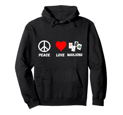 Mahjong Peace Love Playing Mah Jongg Hoodie - Custom Art Print for Adults - T-Shirt, Sweatshirt, Hoodie