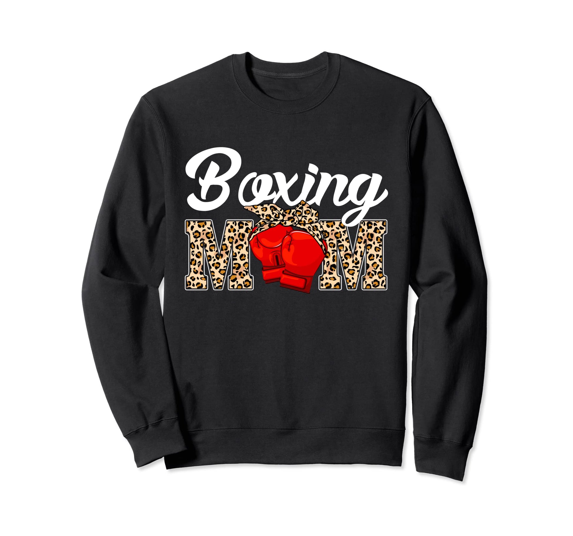 Boxing Funny Mom Game Leopard Sweatshirt - Casual Everyday Wear for Adults - T-Shirt, Sweatshirt, Hoodie