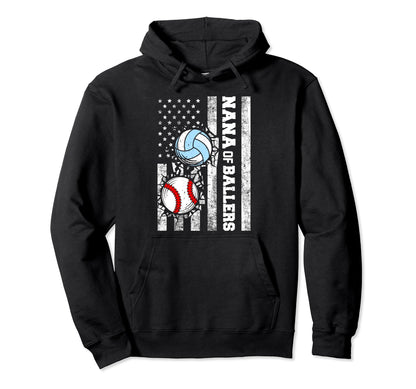 Nana Ballers Funny Usa Flag Baseball Hoodie - Minimalist Print Unisex - T-Shirt, Sweatshirt, Hoodie