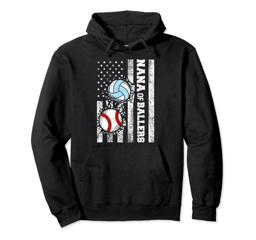 Nana Ballers Funny Usa Flag Baseball Hoodie - Minimalist Print Unisex - T-Shirt, Sweatshirt, Hoodie