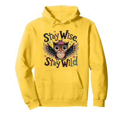 Stay Wise Stay Wild Owl Boho Animal Hoodie - Novelty Apparel for Adults - T-Shirt, Sweatshirt, Hoodie