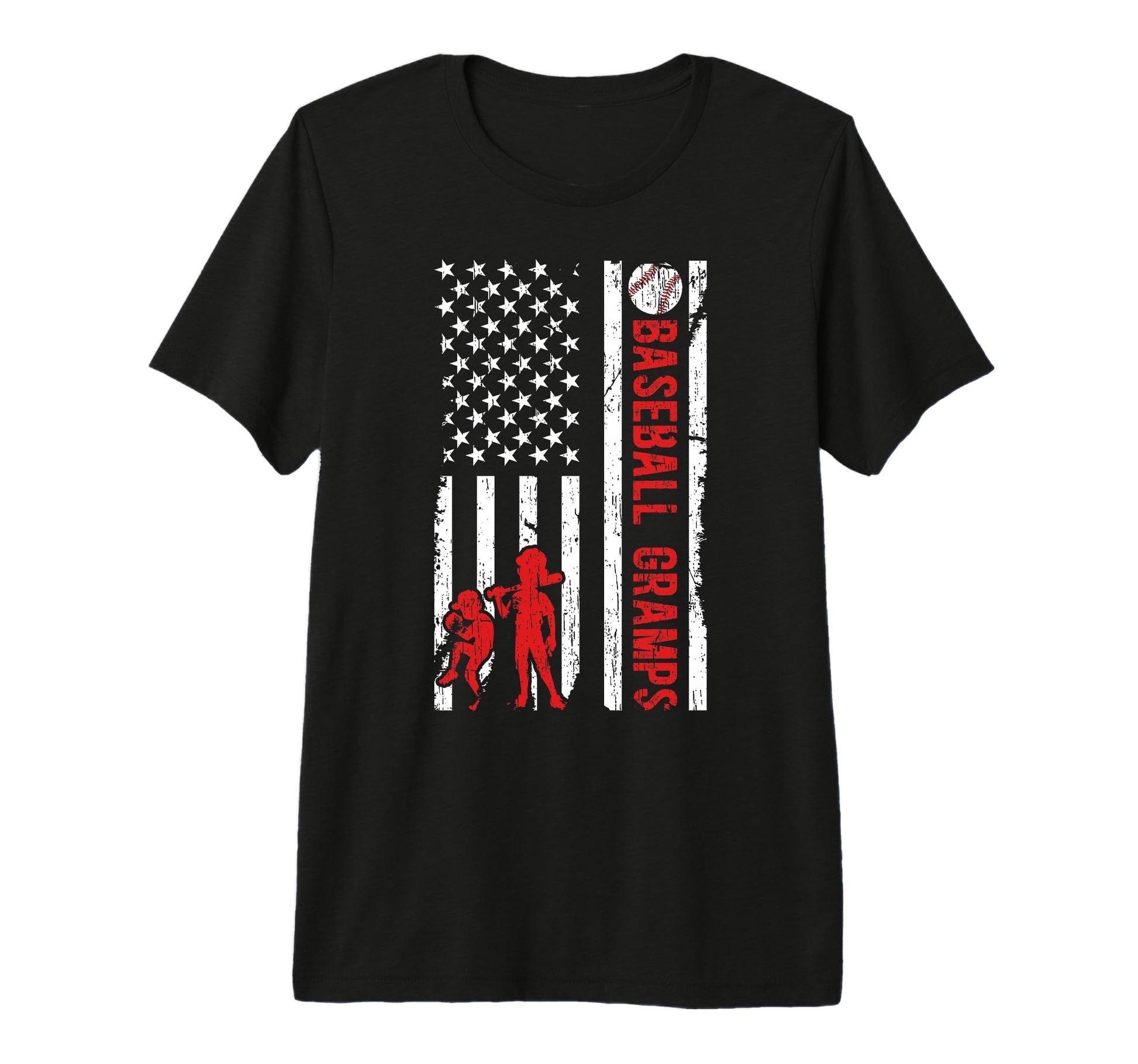 Mens Baseball Gramps Grandpa Us Flag T-Shirt - Unique Graphic Men Women - T-Shirt, Sweatshirt, Hoodie