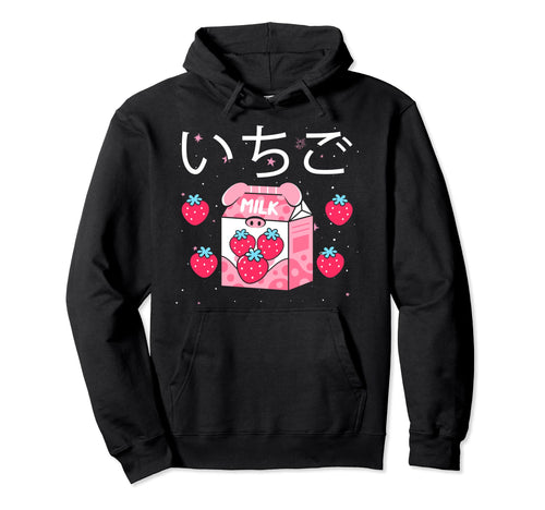 Strawberry Milk Kawaii Japanese Milk Hoodie - Novelty Apparel for Adults - T-Shirt, Sweatshirt, Hoodie