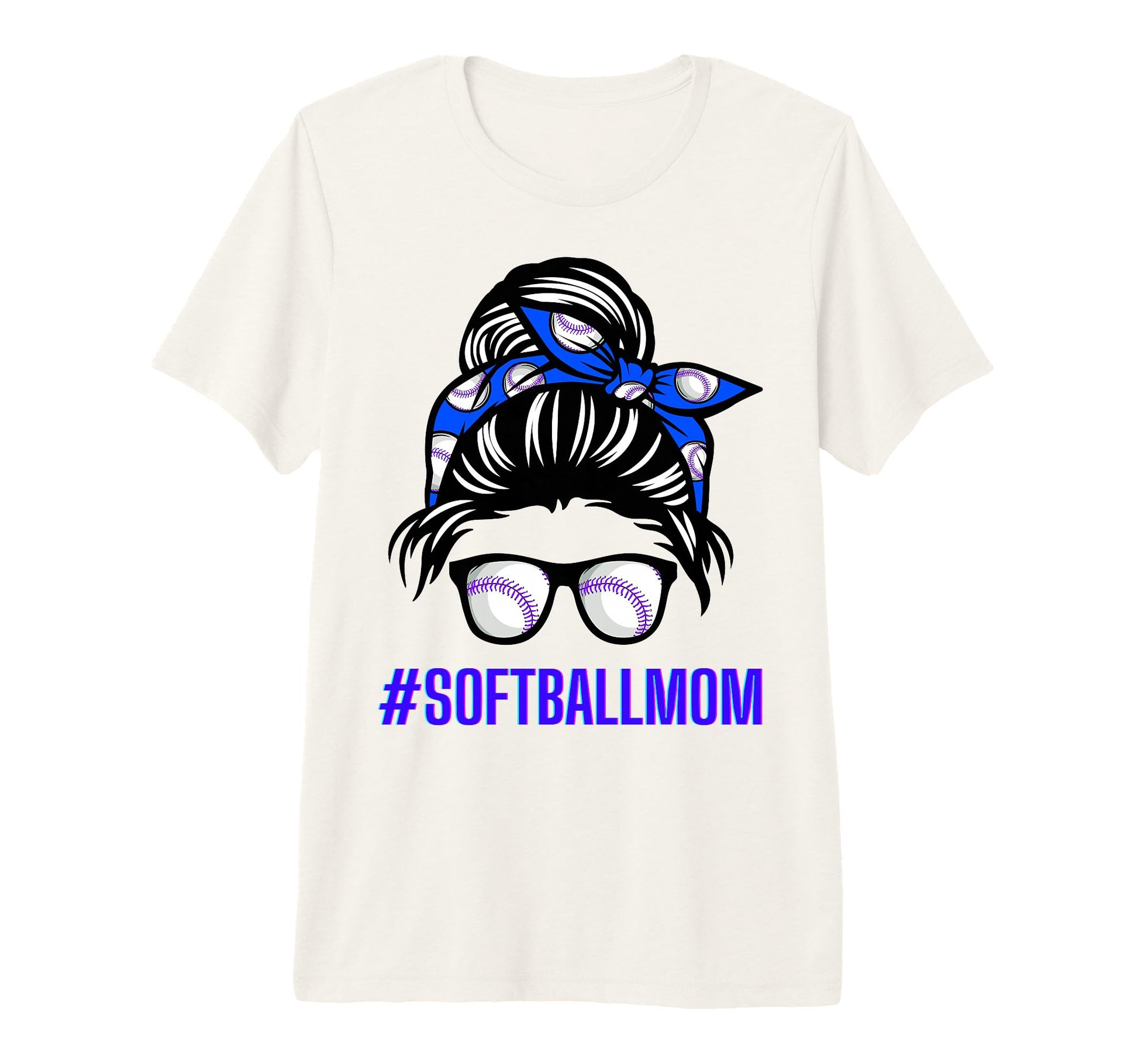 Messy Bun Softball Momma Life Funny Mom T-Shirt - Graphic Print Unisex - T-Shirt, Sweatshirt, Hoodie