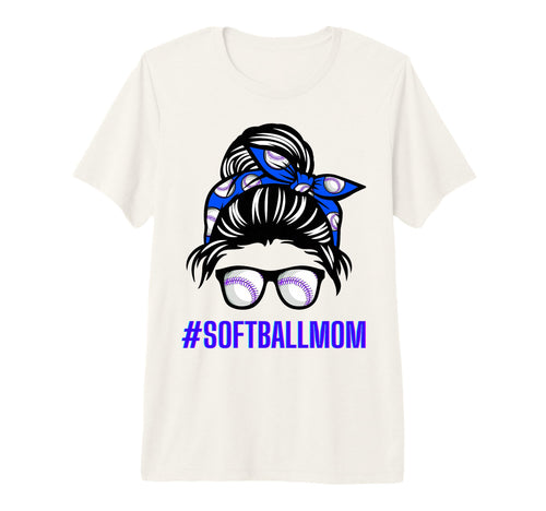 Messy Bun Softball Momma Life Funny Mom T-Shirt - Graphic Print Unisex - T-Shirt, Sweatshirt, Hoodie