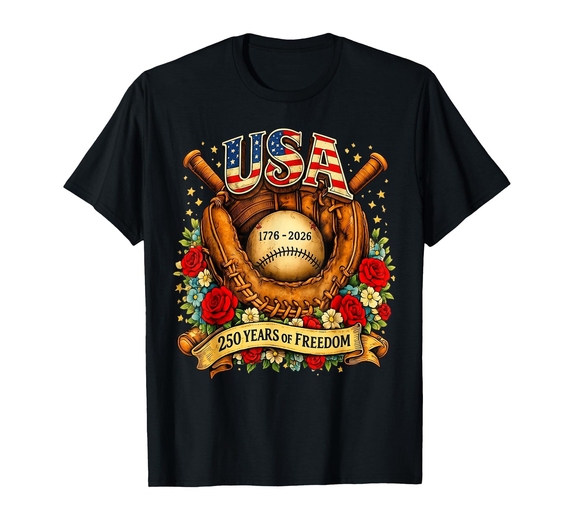 Baseball Patriotic Usa 250 Years T-Shirt - Novelty Apparel Men Women - T-Shirt, Sweatshirt, Hoodie