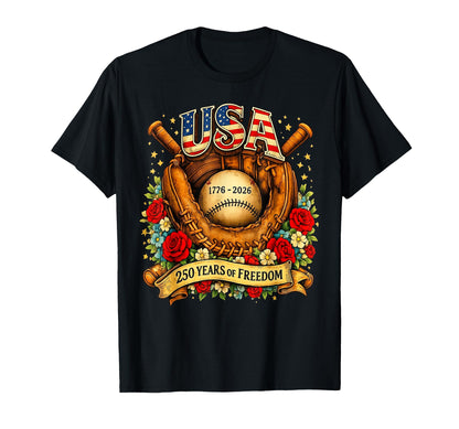 Baseball Patriotic Usa 250 Years T-Shirt - Novelty Apparel Men Women - T-Shirt, Sweatshirt, Hoodie