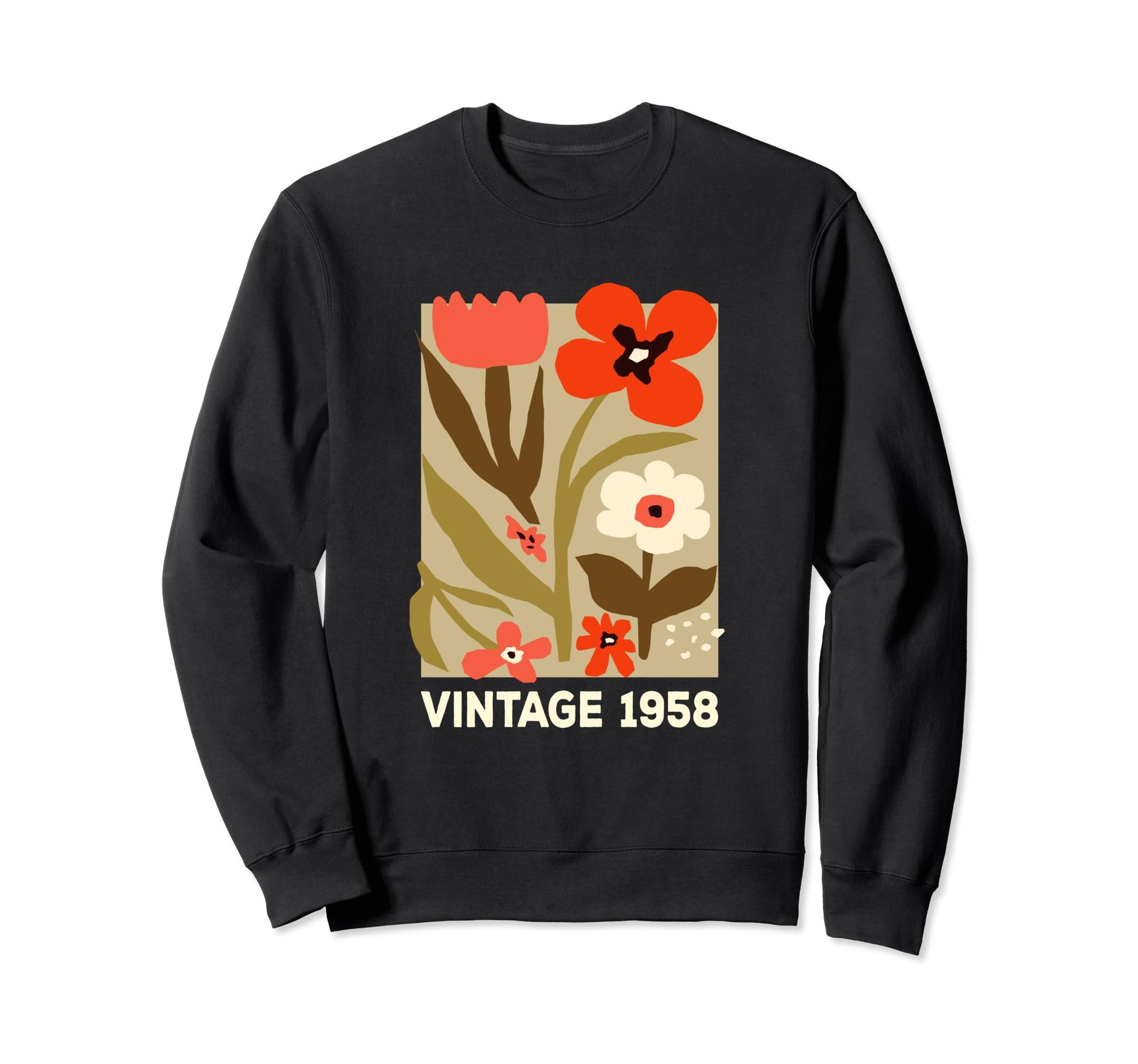 1958 Boho Floral Flower 66Th Birthday Sweatshirt - Trendy Graphic Men Women - T-Shirt, Sweatshirt, Hoodie