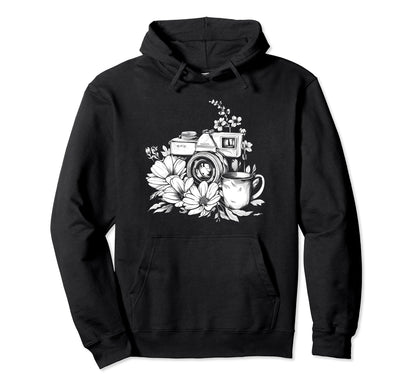 Photographer Coffee Camera Flowers Hoodie - Fun Novelty Design Unisex - T-Shirt, Sweatshirt, Hoodie