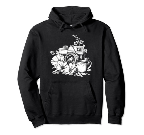 Photographer Coffee Camera Flowers Hoodie - Fun Novelty Design Unisex - T-Shirt, Sweatshirt, Hoodie