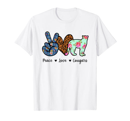 Peace Love Cougars Leopard T-Shirt - Trendy Graphic for Adults - T-Shirt, Sweatshirt, Hoodie