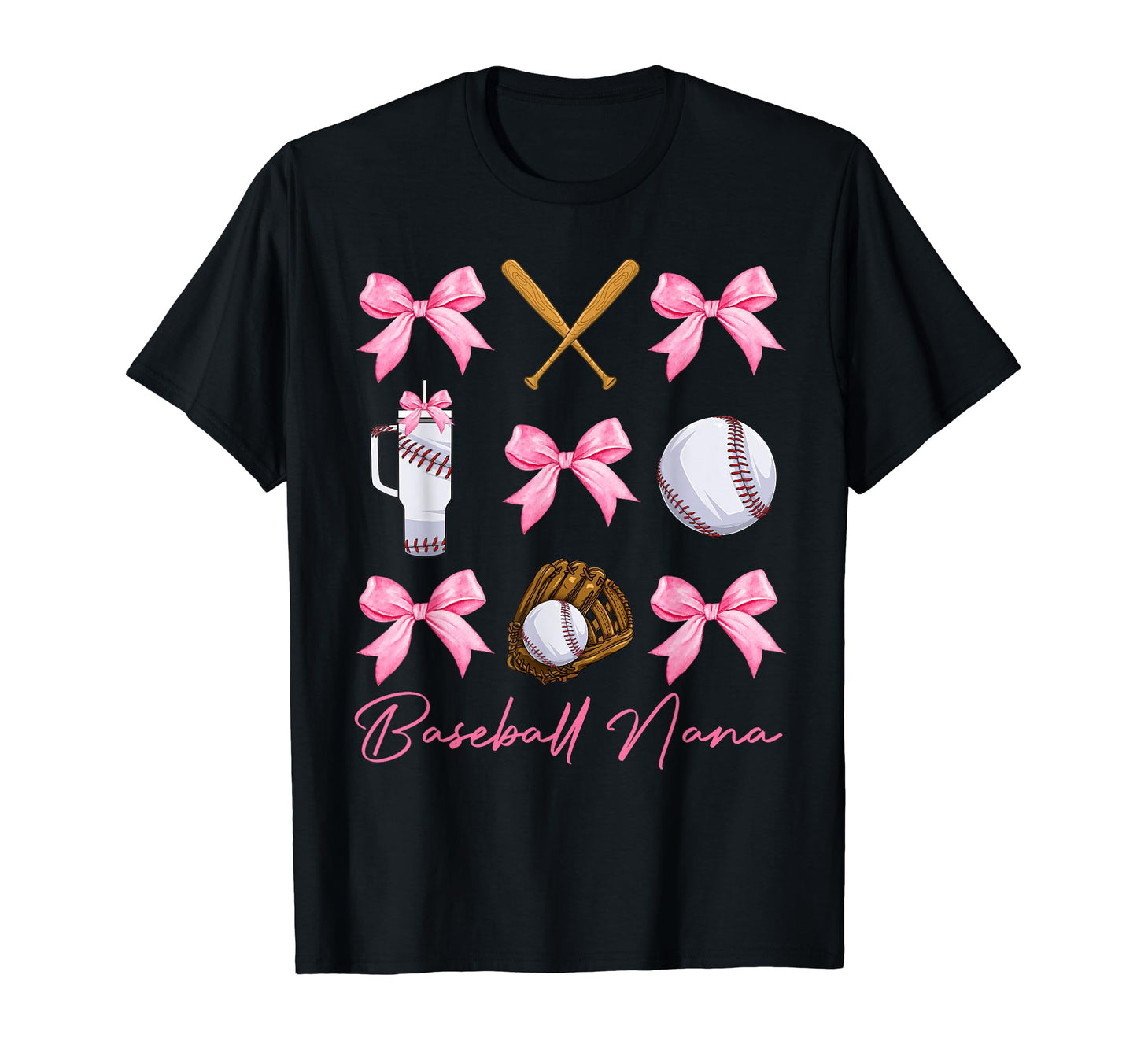 Funny Baseball Nana Era Bows T-Shirt - Minimalist Print for Adults - T-Shirt, Sweatshirt, Hoodie