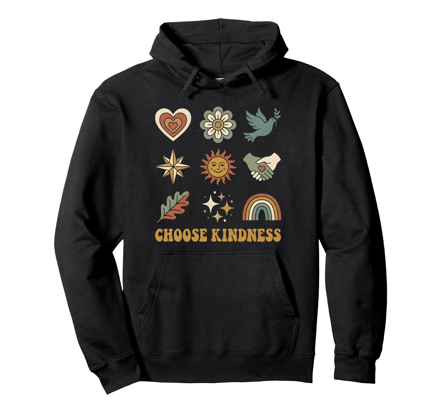 Choose Kindness Grid Icons Heart Sun Hoodie - Custom Art Print for Adults - T-Shirt, Sweatshirt, Hoodie