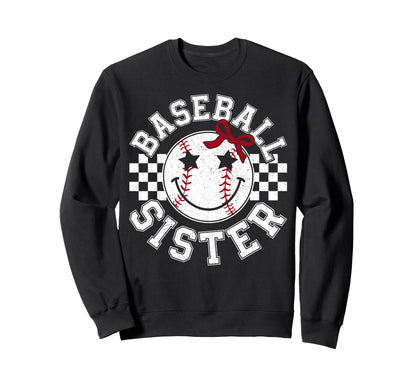 Baseball Sister Coquette Bow Sport Sweatshirt - Unique Graphic Men Women - T-Shirt, Sweatshirt, Hoodie