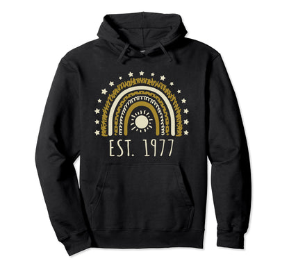 Est 1977 Rainbow Established 1977 Birthday Hoodie - Graphic Print Men Women - T-Shirt, Sweatshirt, Hoodie
