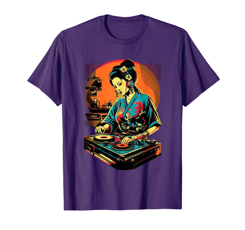 Geisha Dj Edm Japanese Kimono Vaporwave T-Shirt - Unique Graphic Men Women - T-Shirt, Sweatshirt, Hoodie