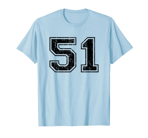 Number 51 Varsity Distressed Sport T-Shirt - Minimalist Print for Adults - T-Shirt, Sweatshirt, Hoodie