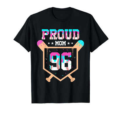 Proud Mom Baseball Player Number 96 Ice T-Shirt - Minimalist Print Unisex - T-Shirt, Sweatshirt, Hoodie