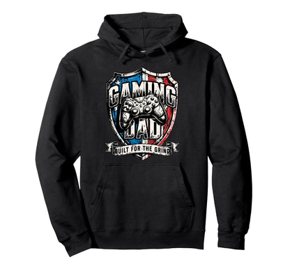 Patriotic Usa Gaming Dad Built Grind Hoodie - Trendy Graphic Men Women - T-Shirt, Sweatshirt, Hoodie