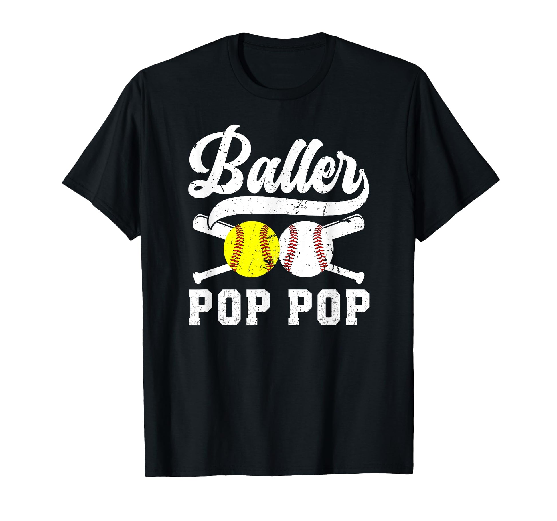 Baller Pop Pop Proud Softball Baseball T-Shirt - Custom Art Print Unisex - T-Shirt, Sweatshirt, Hoodie