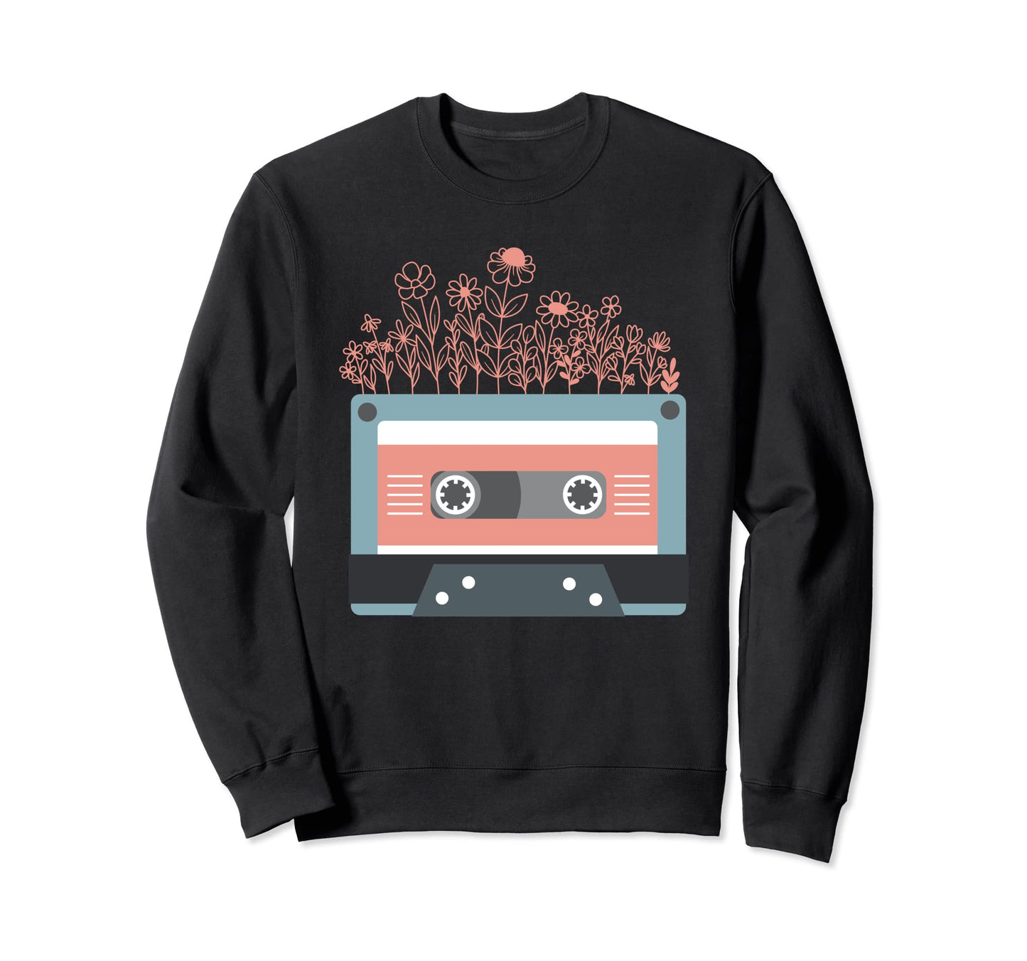 Pastel Floral Flower Cassette Sweatshirt - Casual Everyday Wear Unisex - T-Shirt, Sweatshirt, Hoodie