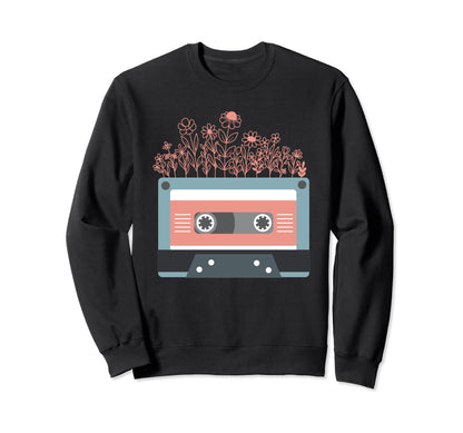 Pastel Floral Flower Cassette Sweatshirt - Casual Everyday Wear Unisex - T-Shirt, Sweatshirt, Hoodie