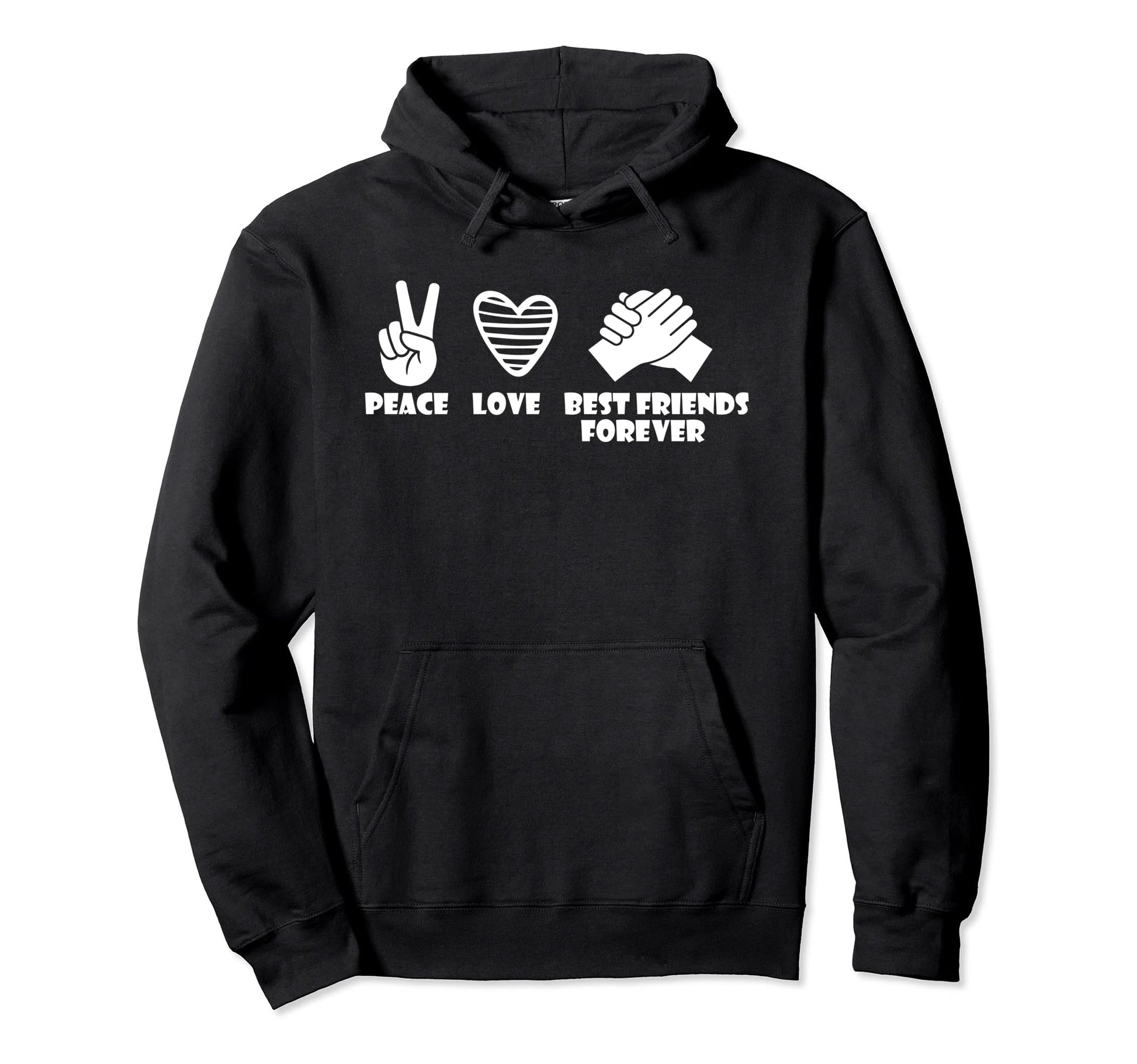 Peace Love Bff Hoodie - Minimalist Print Men Women - T-Shirt, Sweatshirt, Hoodie