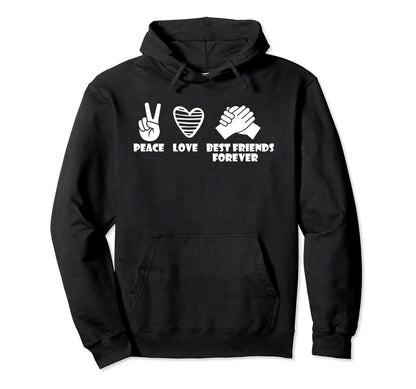 Peace Love Bff Hoodie - Minimalist Print Men Women - T-Shirt, Sweatshirt, Hoodie