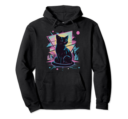 Vaporwave Cat Aesthetic Synthwave Cat Hoodie - Streetwear Style Unisex - T-Shirt, Sweatshirt, Hoodie