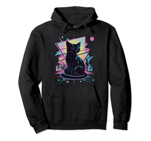 Vaporwave Cat Aesthetic Synthwave Cat Hoodie - Streetwear Style Unisex - T-Shirt, Sweatshirt, Hoodie