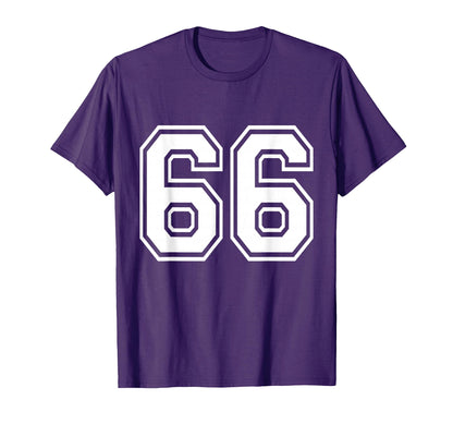 Number 66 Front Back Varsity Sports T-Shirt - Fun Novelty Design Men Women - T-Shirt, Sweatshirt, Hoodie
