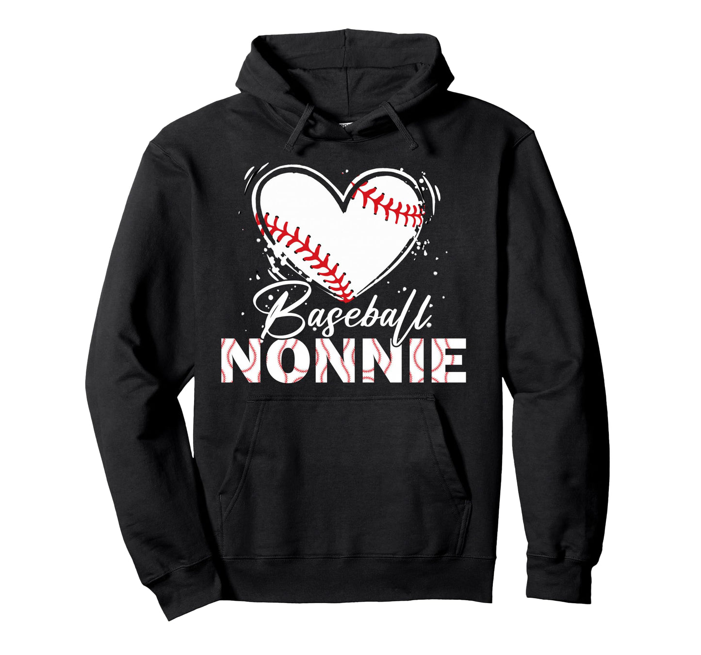 Baseball Nonnie Baseball Heart Hoodie - Minimalist Print Men Women - T-Shirt, Sweatshirt, Hoodie
