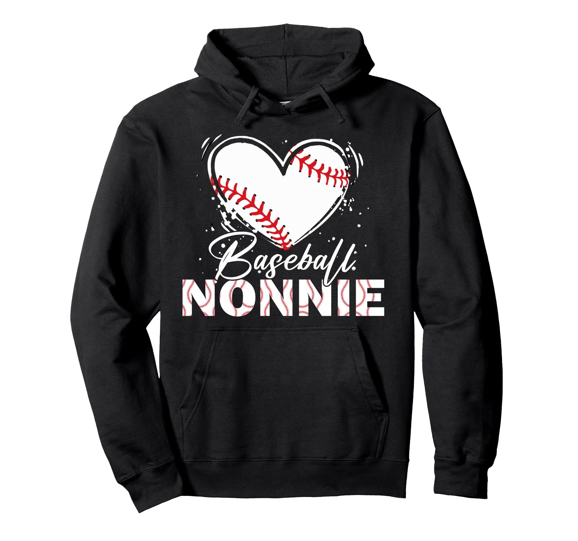 Baseball Nonnie Baseball Heart Hoodie - Minimalist Print Men Women - T-Shirt, Sweatshirt, Hoodie