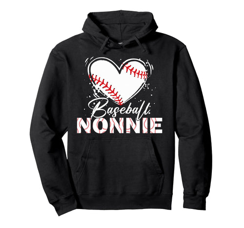 Baseball Nonnie Baseball Heart Hoodie - Minimalist Print Men Women - T-Shirt, Sweatshirt, Hoodie