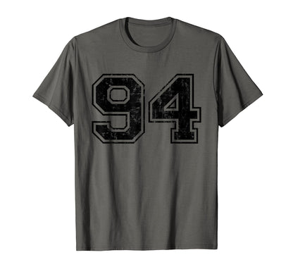 Number 94 Varsity Distressed Sport Team T-Shirt - Trendy Graphic Men Women - T-Shirt, Sweatshirt, Hoodie