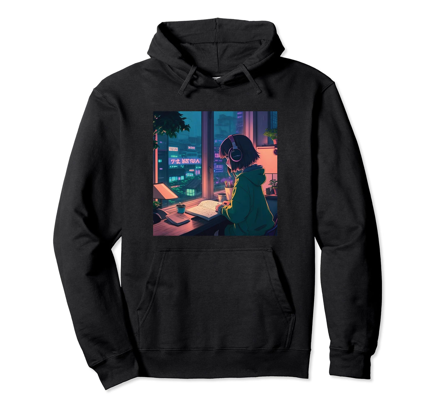 Lofi Anime Headphones 90S Vaporwave Hoodie - Streetwear Style Men Women - T-Shirt, Sweatshirt, Hoodie