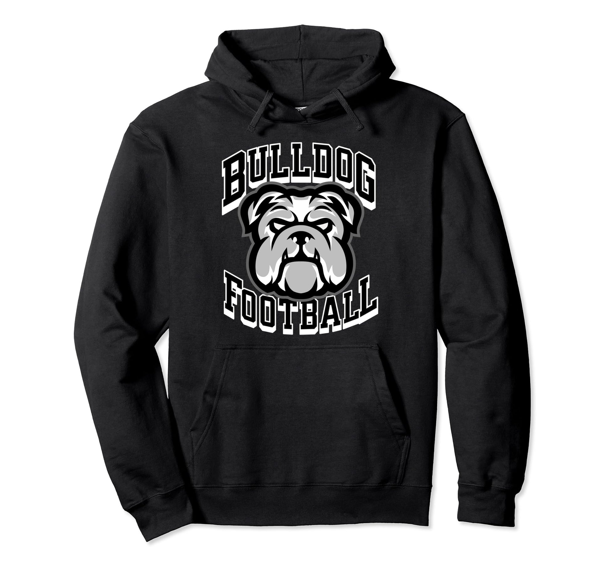 Bulldogs Football Game Day Mom Dad Black Hoodie - Trendy Graphic for Adults - T-Shirt, Sweatshirt, Hoodie