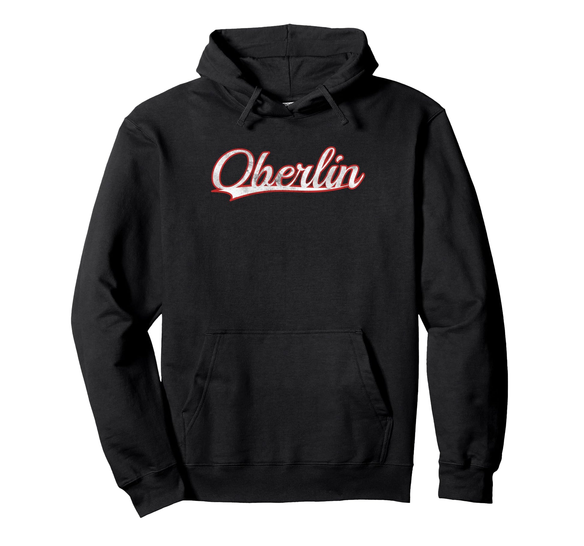 Oberlin Ohio Varsity Distressed Hoodie - Novelty Apparel for Adults - T-Shirt, Sweatshirt, Hoodie