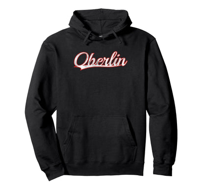 Oberlin Ohio Varsity Distressed Hoodie - Novelty Apparel for Adults - T-Shirt, Sweatshirt, Hoodie