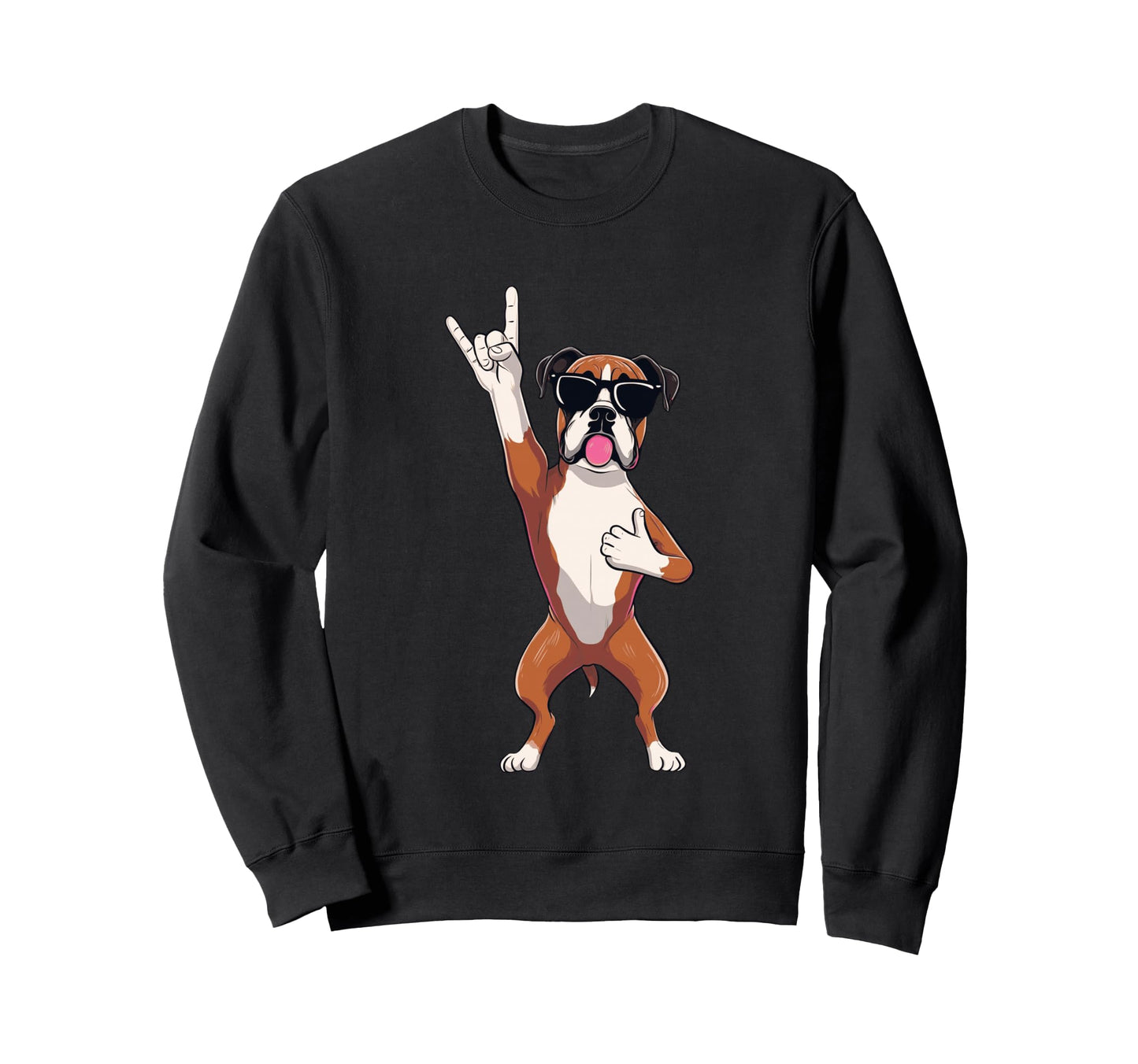 Funny Rock Dog Boxer Breed Sweatshirt - Streetwear Style Unisex - T-Shirt, Sweatshirt, Hoodie