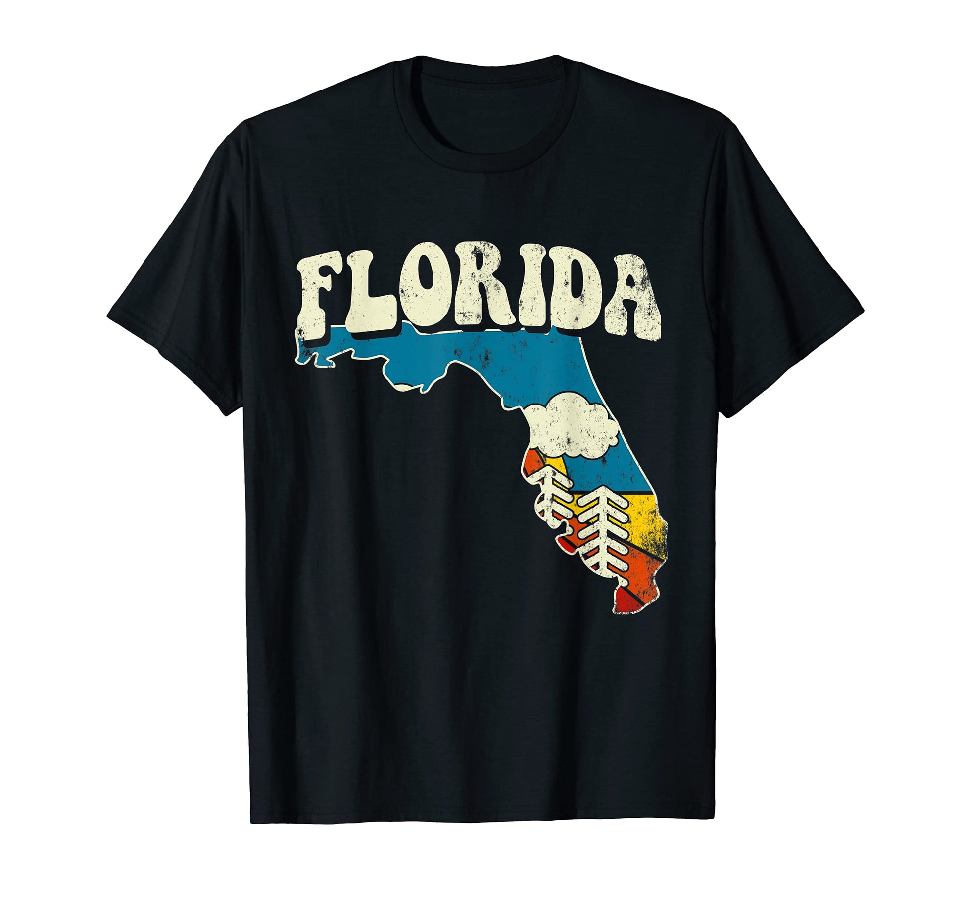 Florida State Rainbow Hippie 70S Map T-Shirt - Novelty Apparel for Adults - T-Shirt, Sweatshirt, Hoodie