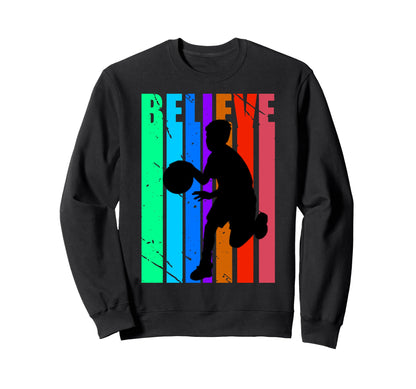 Basketball Birthday Rainbow Colors Sweatshirt - Trendy Graphic for Adults - T-Shirt, Sweatshirt, Hoodie