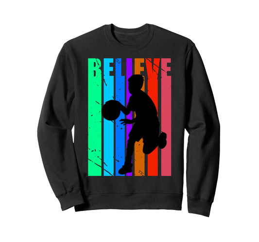 Basketball Birthday Rainbow Colors Sweatshirt - Trendy Graphic for Adults - T-Shirt, Sweatshirt, Hoodie