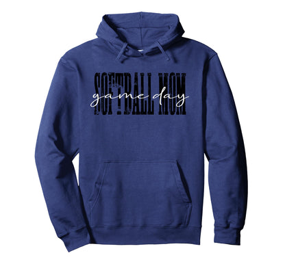 Softball Mom Game Day Distressed Hoodie - Custom Art Print for Adults - T-Shirt, Sweatshirt, Hoodie