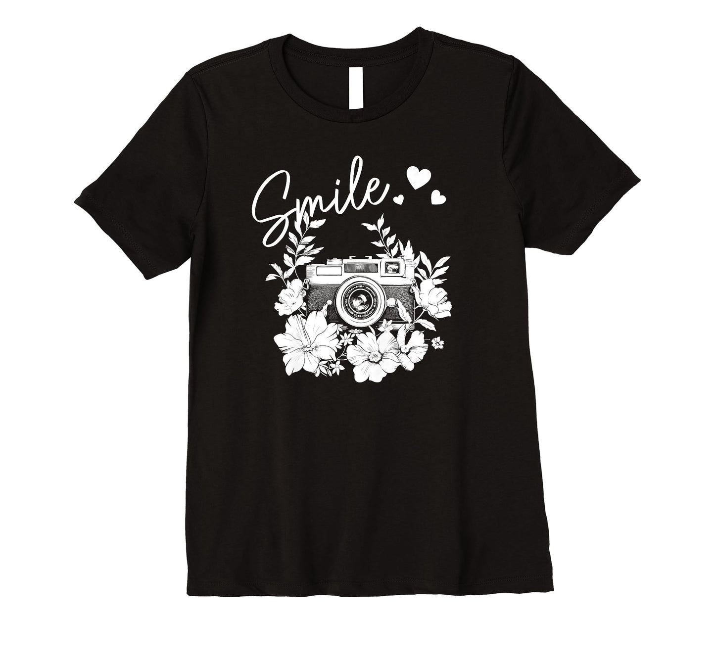 Womens Photographer Smile Camera Flowers T-Shirt - Streetwear Style Unisex - T-Shirt, Sweatshirt, Hoodie