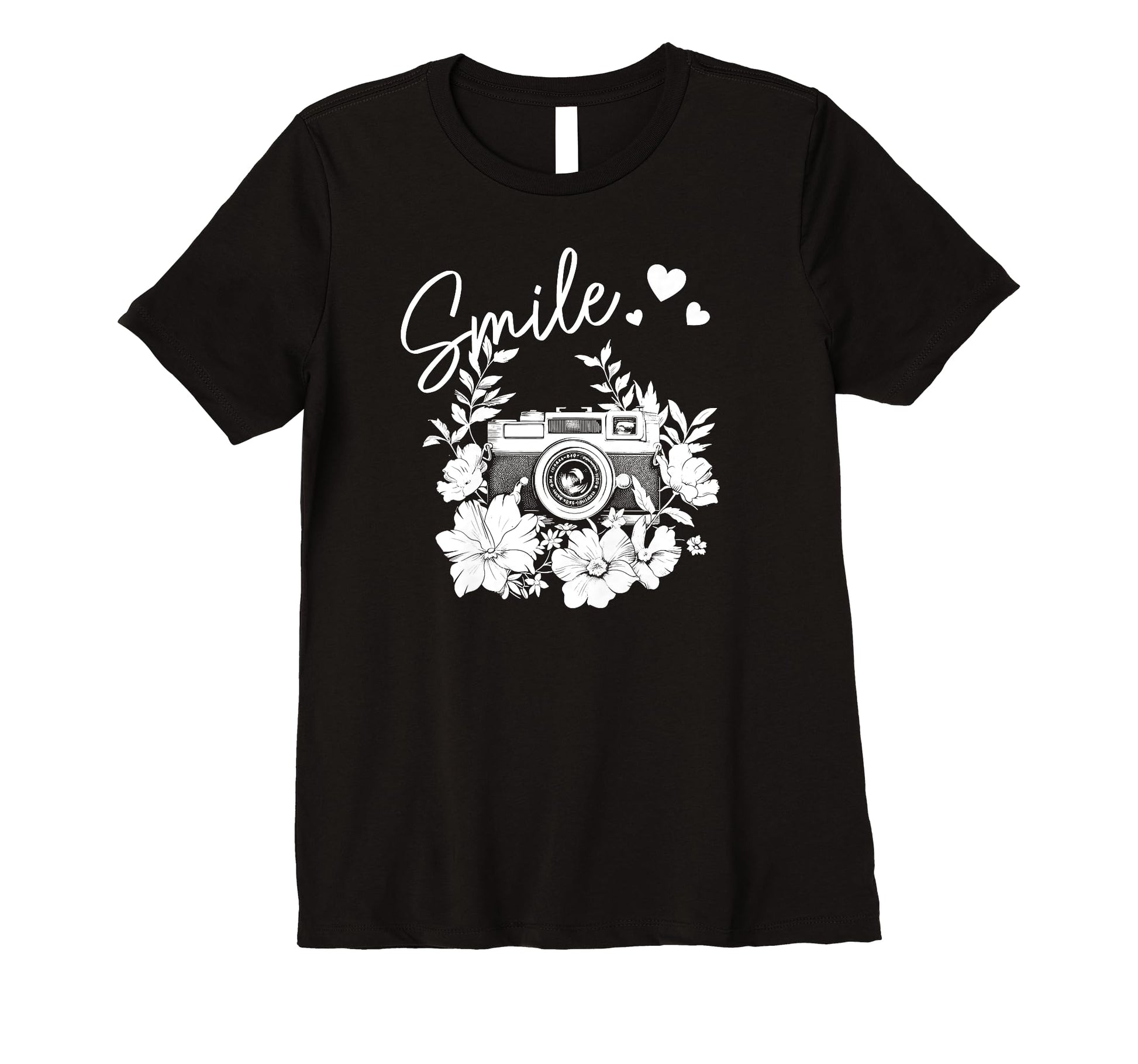 Womens Photographer Smile Camera Flowers T-Shirt - Streetwear Style Unisex - T-Shirt, Sweatshirt, Hoodie