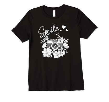 Womens Photographer Smile Camera Flowers T-Shirt - Streetwear Style Unisex - T-Shirt, Sweatshirt, Hoodie