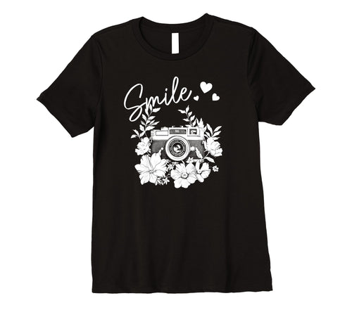 Womens Photographer Smile Camera Flowers T-Shirt - Streetwear Style Unisex - T-Shirt, Sweatshirt, Hoodie